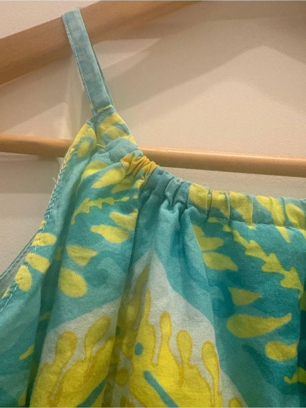 Gap Kids Girls Spaghetti Strap A-Line Blue, Aqua and Yellow Sun Dress Size 8